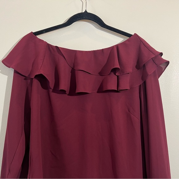 Maette long sleeve blouse women’s M asymmetrical cut ruffle lightweight casual - Picture 4 of 11